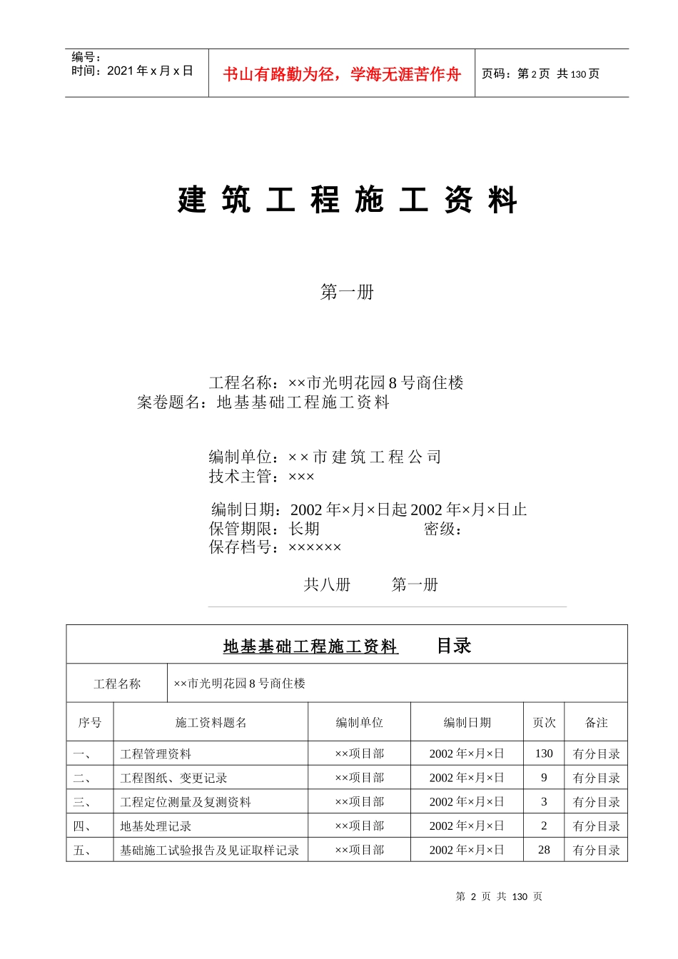 建筑工程资料目录实例_第2页