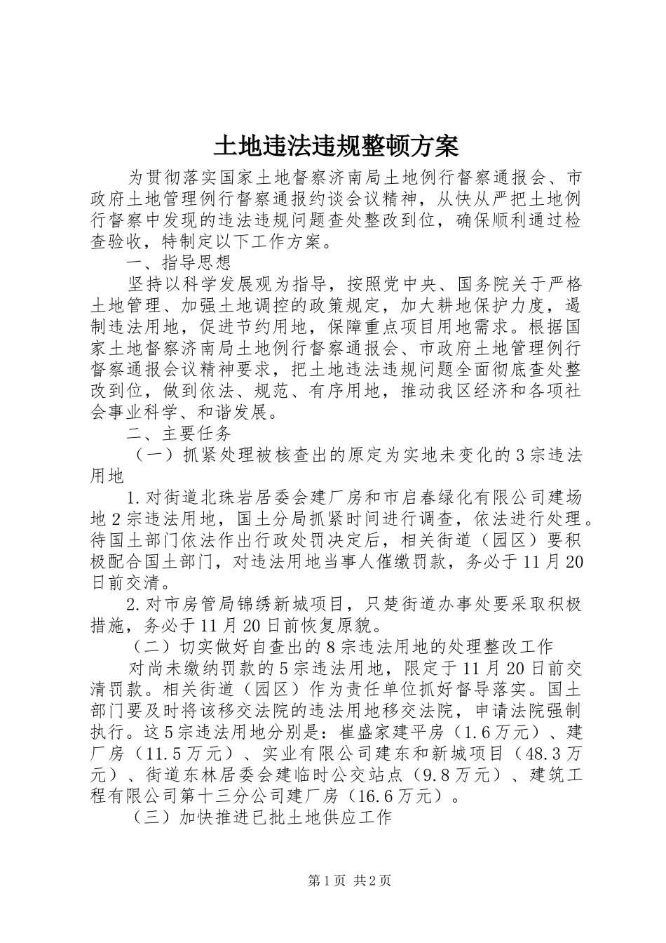 土地违法违规整顿方案_第1页