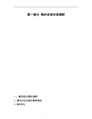 广东梅州市梅江大道项目市场调查报告