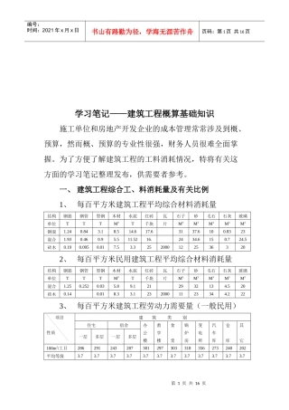 建筑工程概算的基础知识