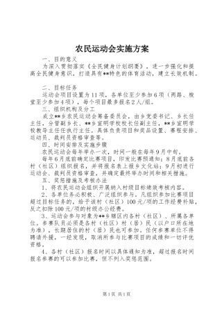 农民运动会实施方案