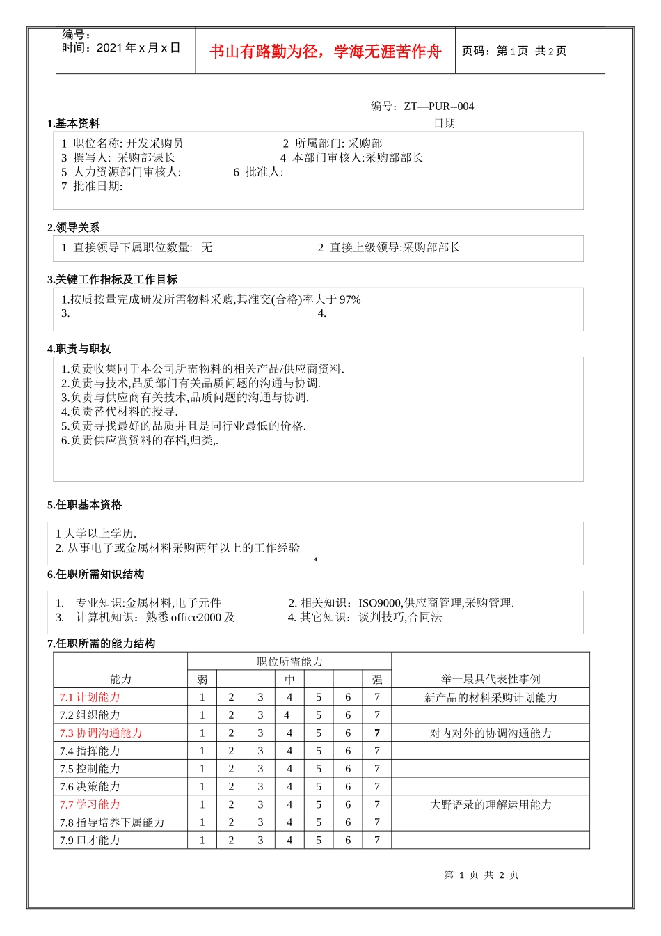 开发采购员职位说明书_第1页