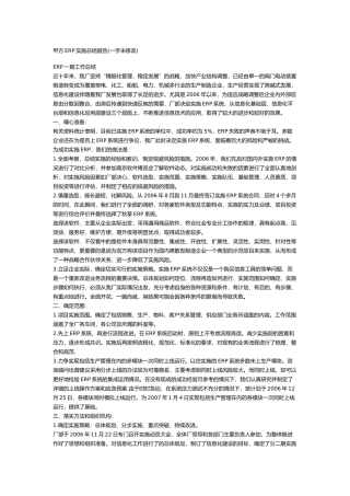 某厂ERP实施总结报告
