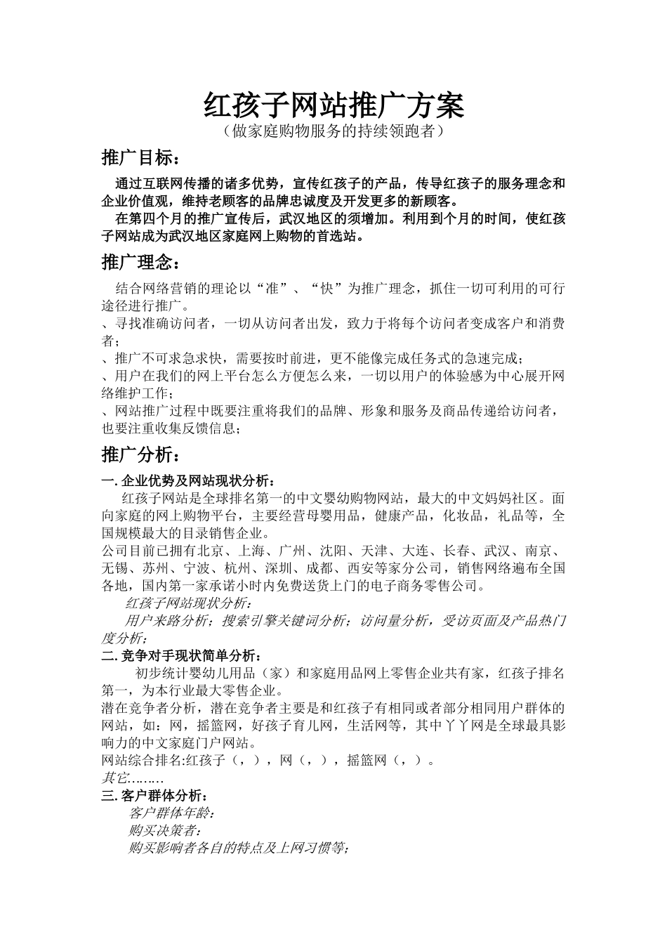 红孩子网站推广策划方案(DOC5页)_第1页