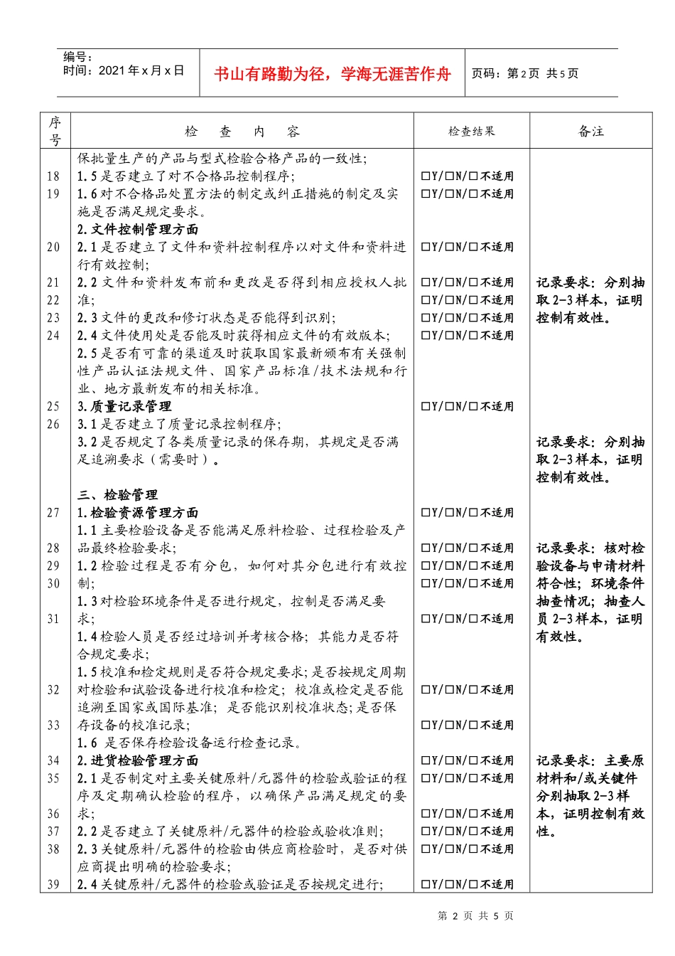 强制性产品认证现场检查表_第2页