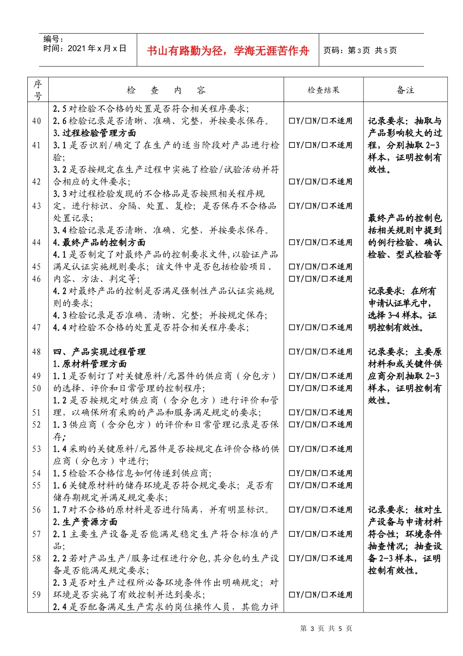 强制性产品认证现场检查表_第3页