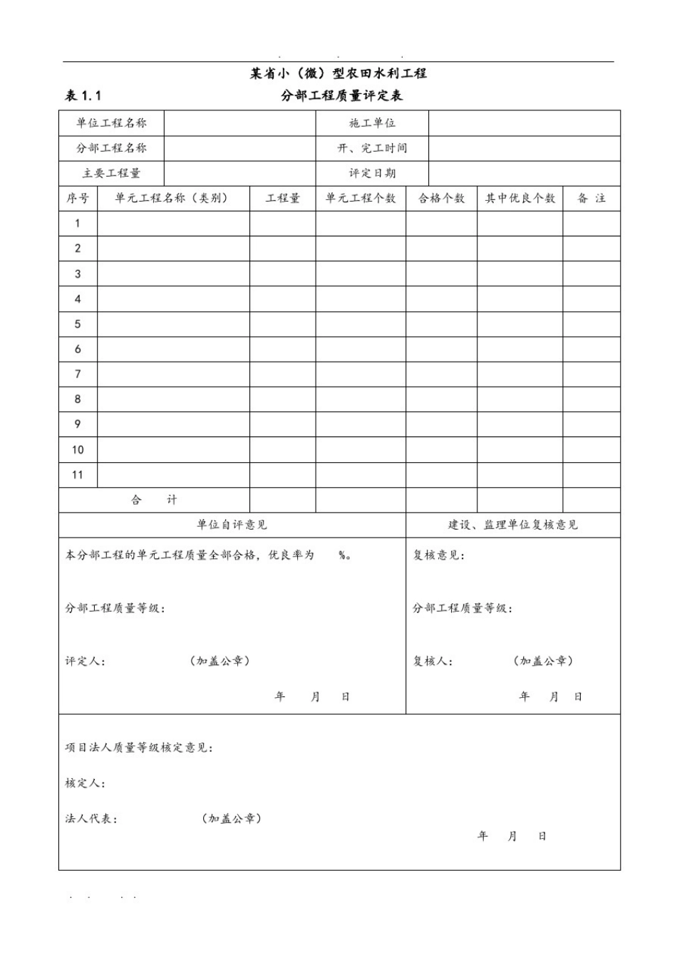 小微型农田水利工程施工质量检验和评定规程全套表格模板_第2页