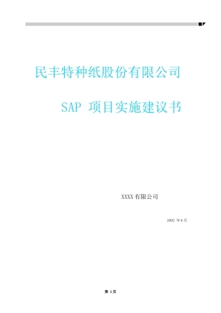 某特纸-SAP项目实施建议书