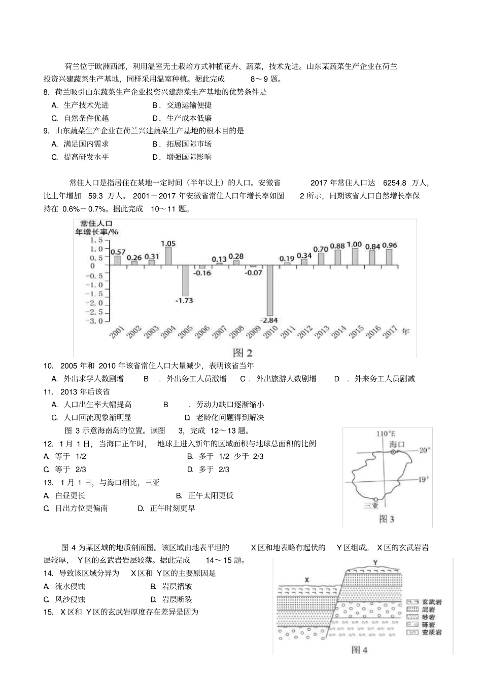 2018年高考地理(海南卷)_第2页