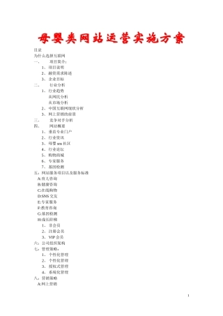 母婴网站实施方案计划书