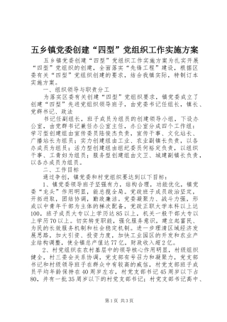 五乡镇党委创建“四型”党组织工作实施方案