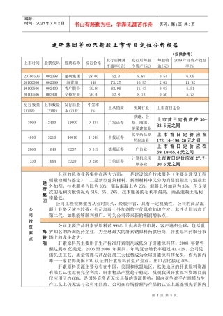 建研集团等四只新股上市首日定位分析报告