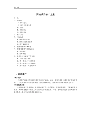 网站项目推广方案