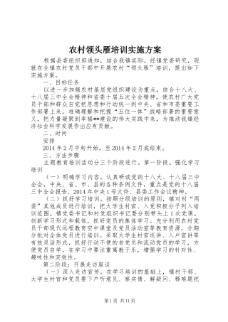农村领头雁培训实施方案
