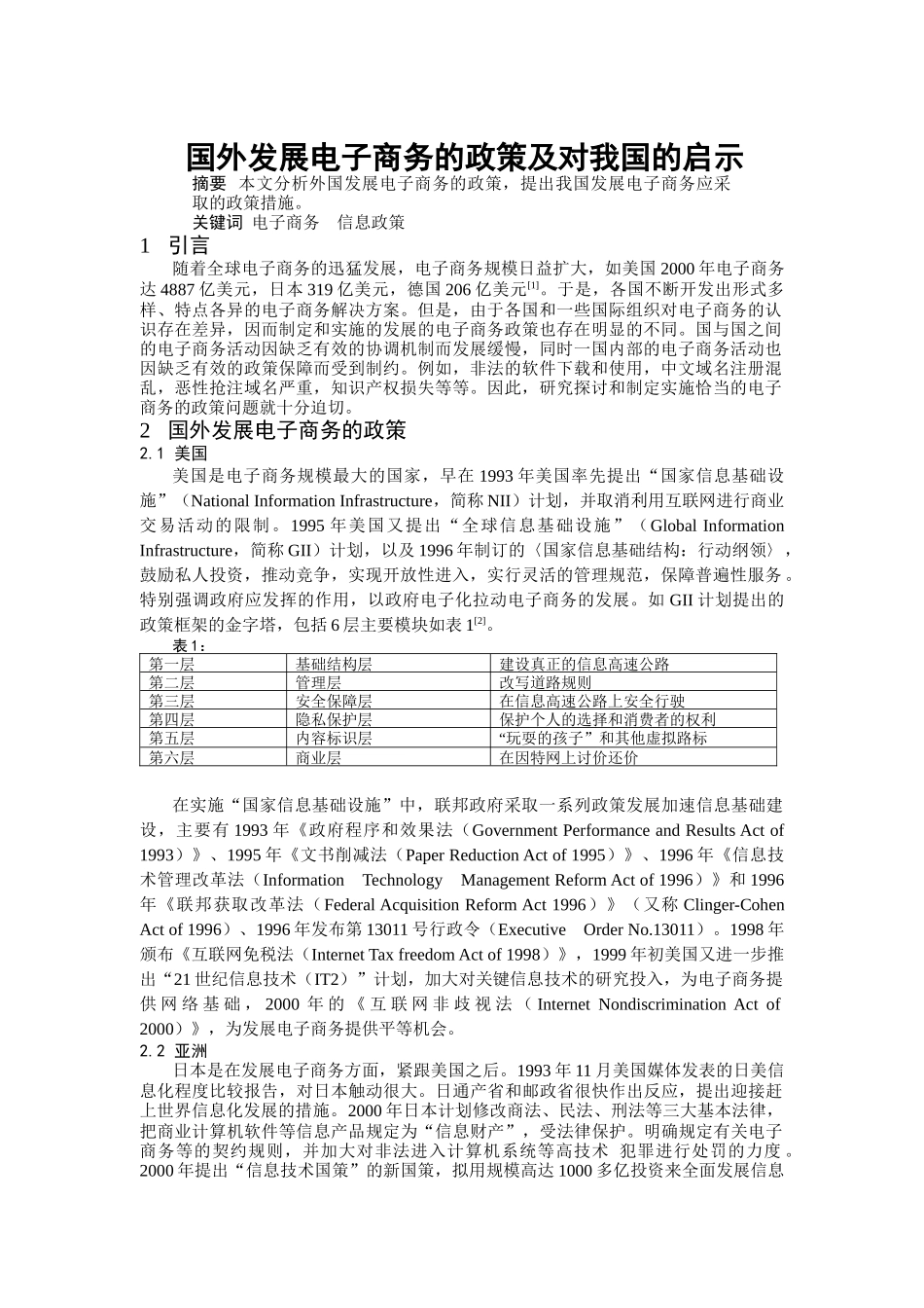电子商务的政策及对我国的启示_第1页