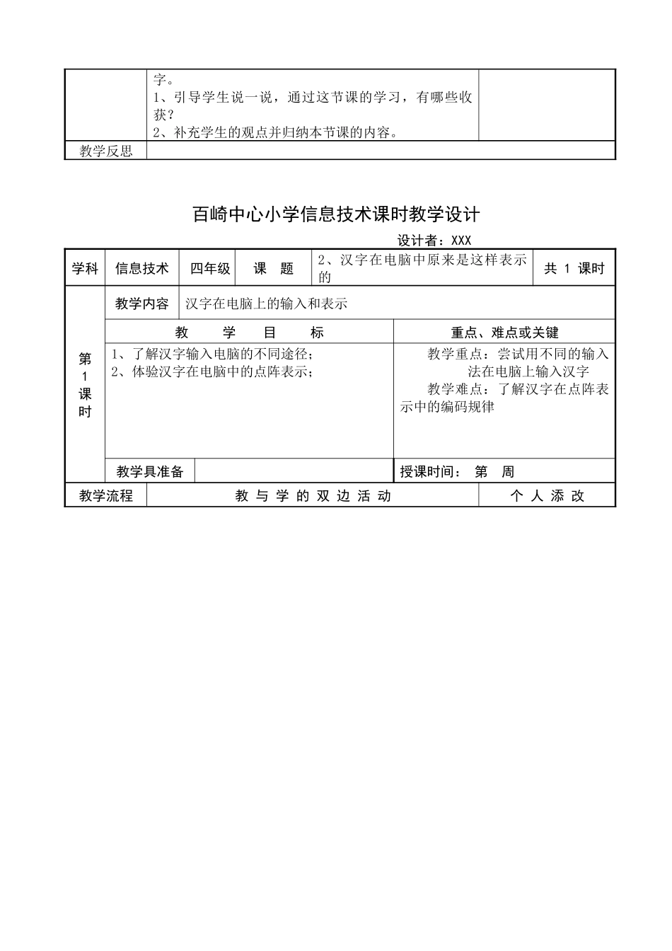福建教育出版社小学信息技术教案四年级上册XXXX新版_第3页