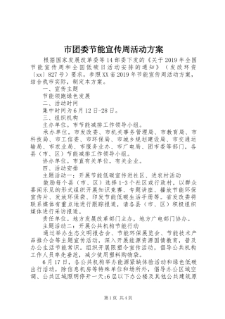 市团委节能宣传周活动方案