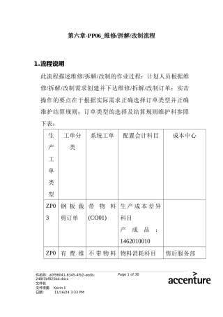 某家具公司SAP实施专案之维修拆解改制流程分析