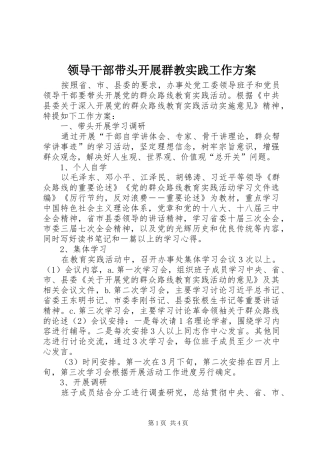 领导干部带头开展群教实践工作方案