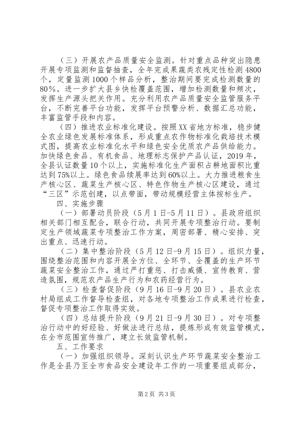 某县XX年蔬菜安全生产专项整治工作方案_第2页