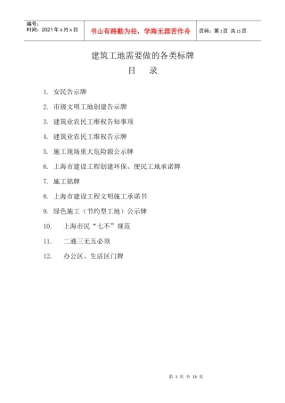 建筑工地制作张挂的各类标牌