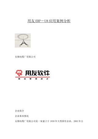 用友ERP-U8应用案例分析