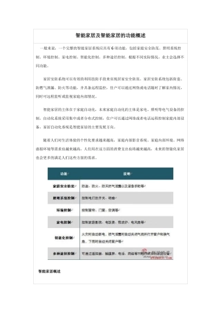 智能家居及智能家居的功能概述