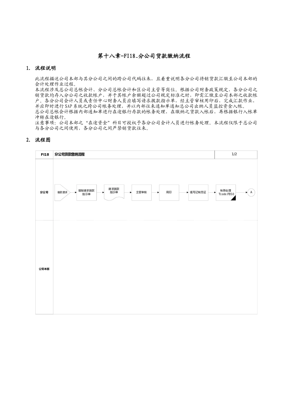 某公司SAP实施专案之分公司货款缴纳流程_第1页