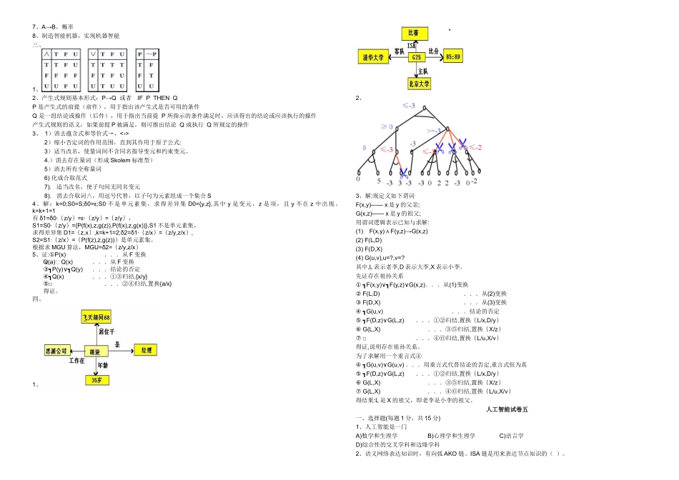 安徽理工大学人工智能导论》试卷库(完整版)20_第2页