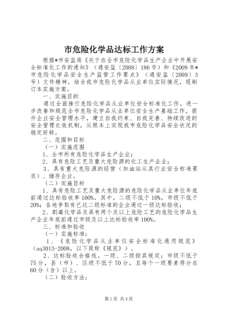 市危险化学品达标工作方案