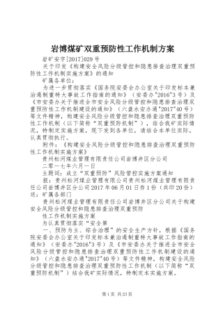 岩博煤矿双重预防性工作机制方案