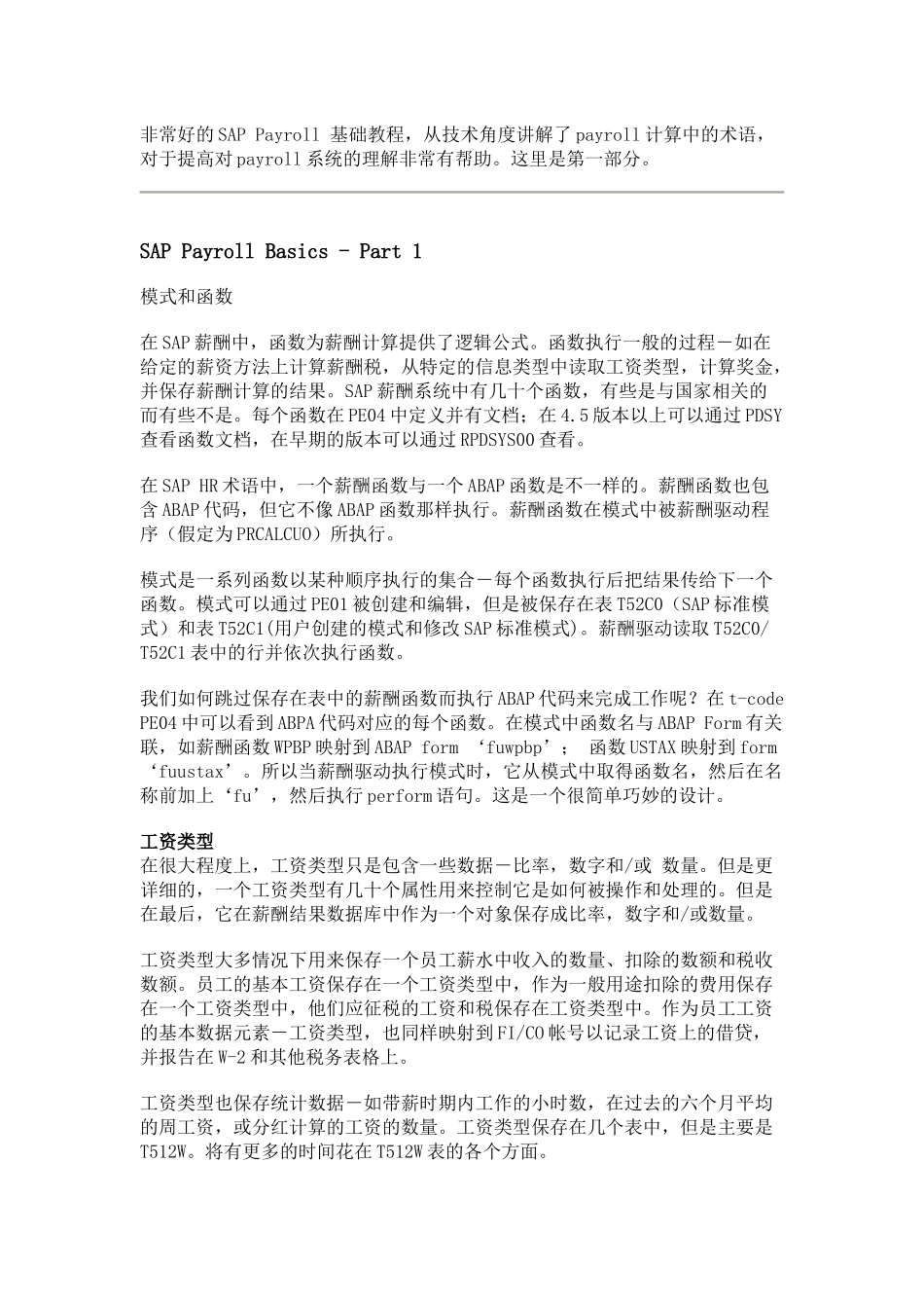 非常好得SAPPayroll基础教程，从技术角度讲解了p_第1页