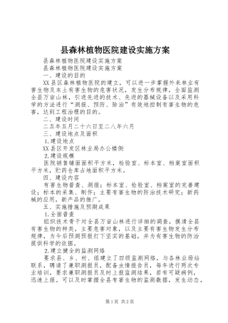 县森林植物医院建设实施方案