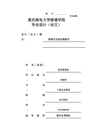 服装行业供应链研究