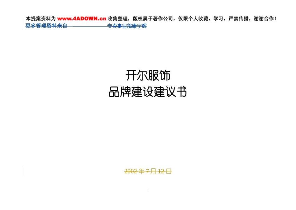 开尔服饰品牌建设建议书_第1页