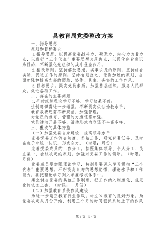 县教育局党委整改方案