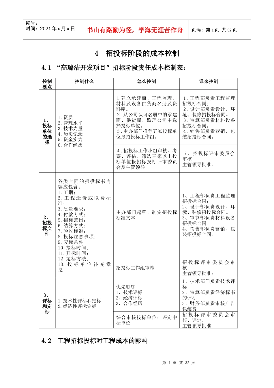 建设工程成本规划与控制张仕廉课程设计成果4-招投标_第1页