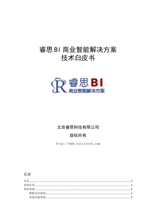 睿思BI商业智能解决方案技术白皮书V17
