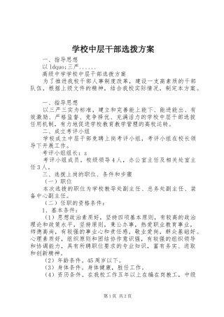 学校中层干部选拨方案