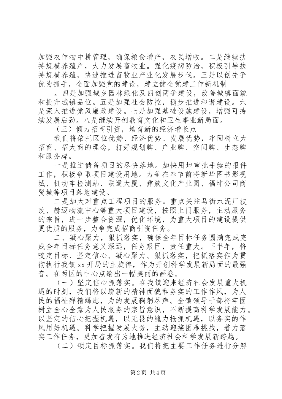 乡镇领导在经济工作会议上的表态发言稿_第2页