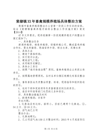 棠棣镇XX年畜禽规模养殖场具体整治方案
