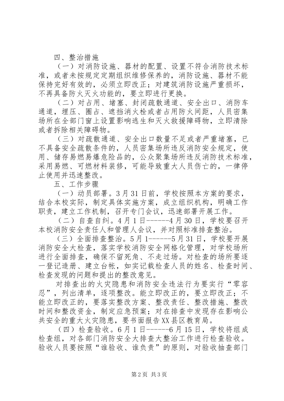 潘庄小学消防安全大排查大整治工作实施方案_第2页