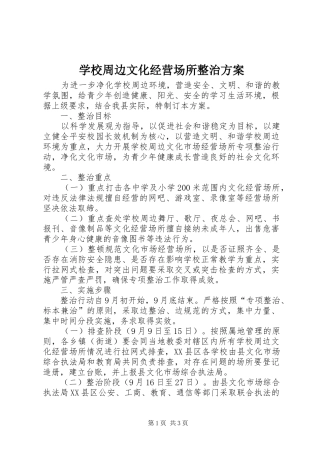 学校周边文化经营场所整治方案