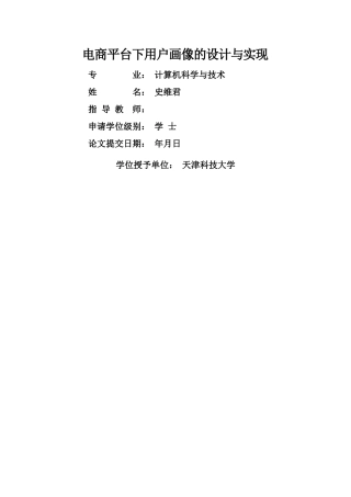 电商平台下用户画像的设计与分析