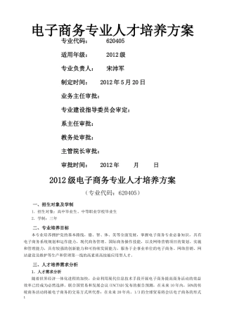 电子商务专业人才培养方案