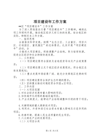 项目建设年工作方案