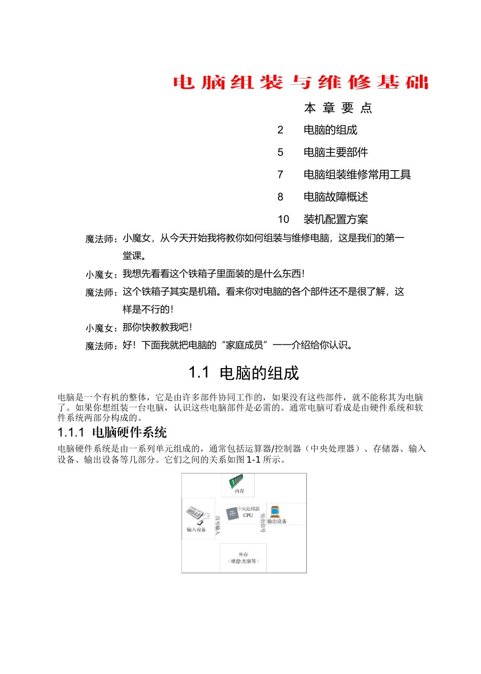 电脑主要部件与组装维修常用工具_第1页