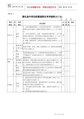 德化县中学目标管理责任考评细则(修订稿)