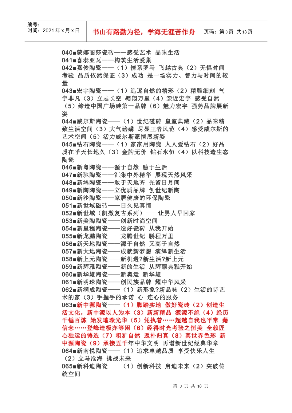 建筑陶瓷品牌优秀广告语评选_第3页