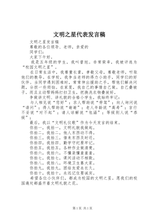 文明之星代表发言